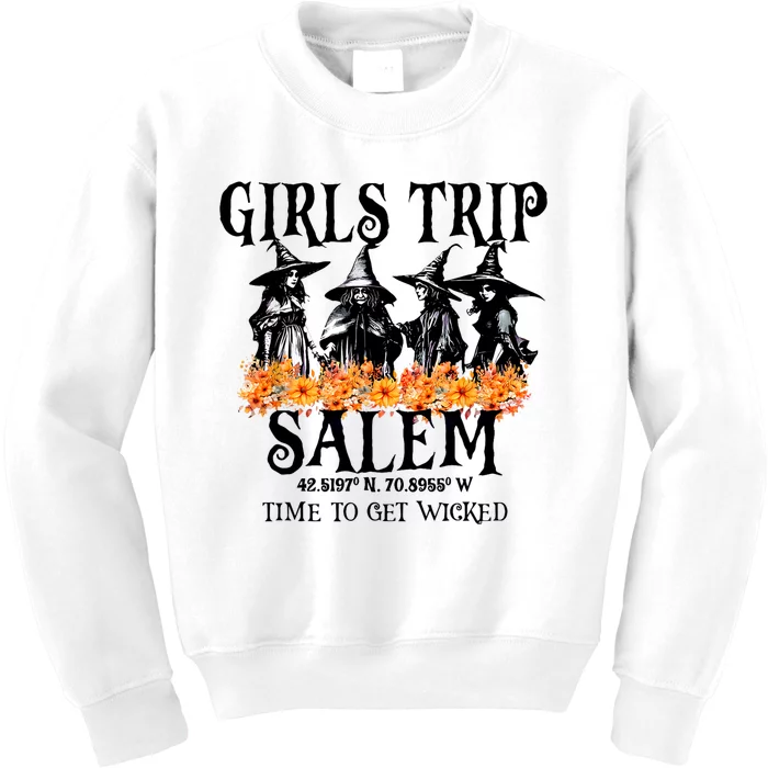 Halloween Funny Girl Trip Salem Time To Get Witch Gift Kids Sweatshirt