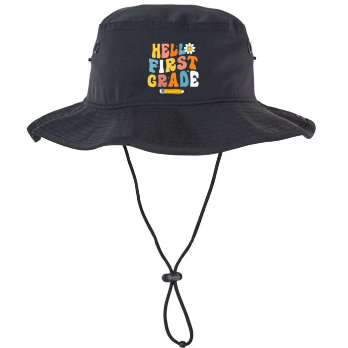 Hello First Grade Teachers Women Back To School Legacy Cool Fit Booney Bucket Hat