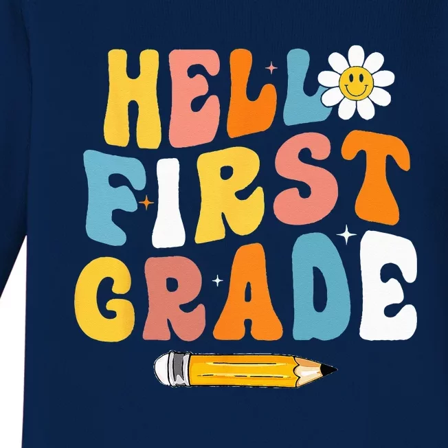 Hello First Grade Teachers Women Back To School Baby Long Sleeve Bodysuit