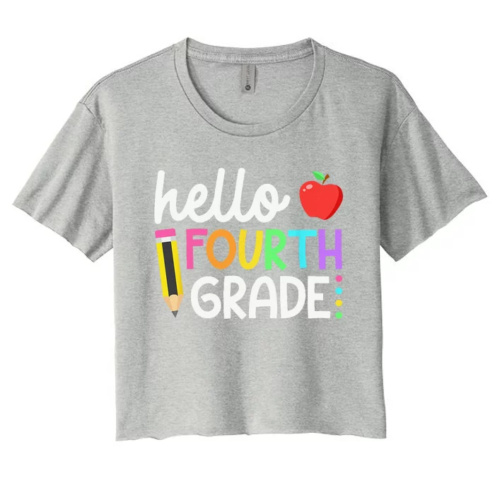 Hello Fourth Grade Team 4th Grade Back To School Teacher Women's Crop Top Tee