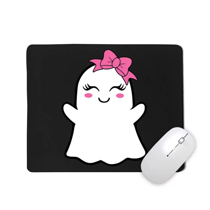 Halloween Funny Ghost With Pink Bow Boo Mousepad