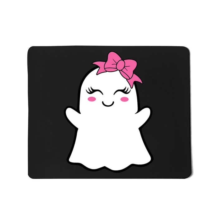 Halloween Funny Ghost With Pink Bow Boo Mousepad