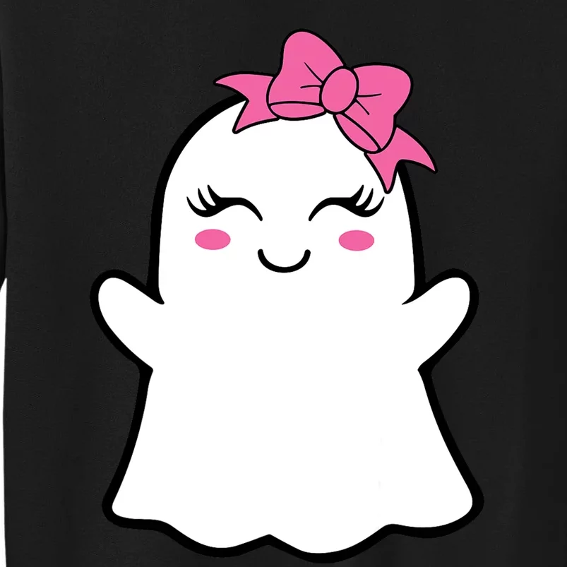 Halloween Funny Ghost With Pink Bow Boo Tall Sweatshirt