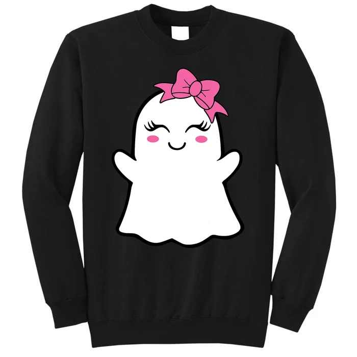 Halloween Funny Ghost With Pink Bow Boo Tall Sweatshirt