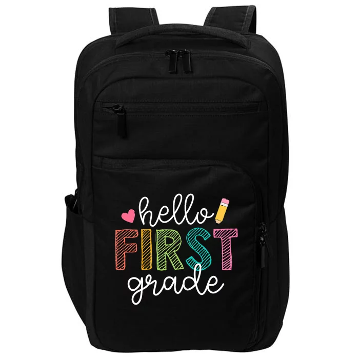 Hello First Grade Boy Girl Teacher Back To School 1st Grade Impact Tech Backpack