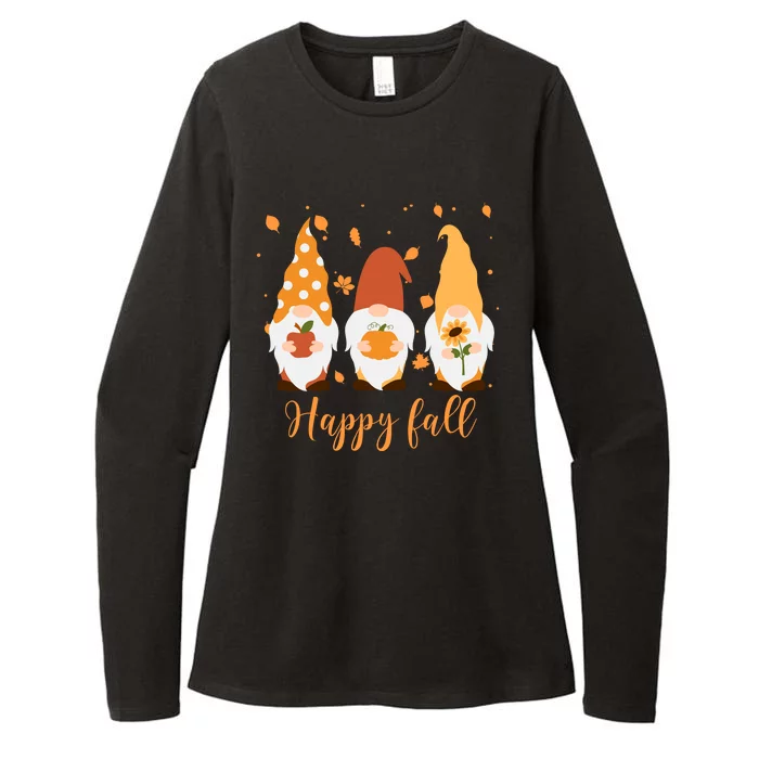 Happy Fall Gnome Festive Cute Womens CVC Long Sleeve Shirt