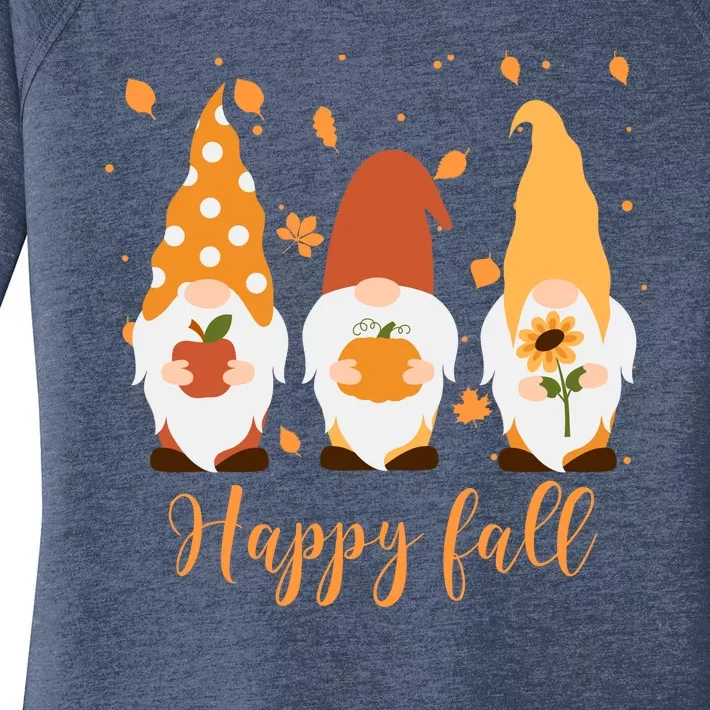 Happy Fall Gnome Festive Cute Women's Perfect Tri Tunic Long Sleeve Shirt