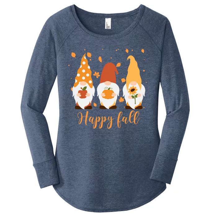 Happy Fall Gnome Festive Cute Women's Perfect Tri Tunic Long Sleeve Shirt