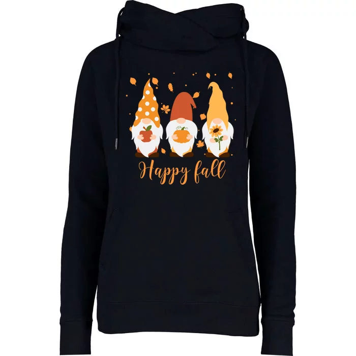 Happy Fall Gnome Festive Cute Womens Funnel Neck Pullover Hood