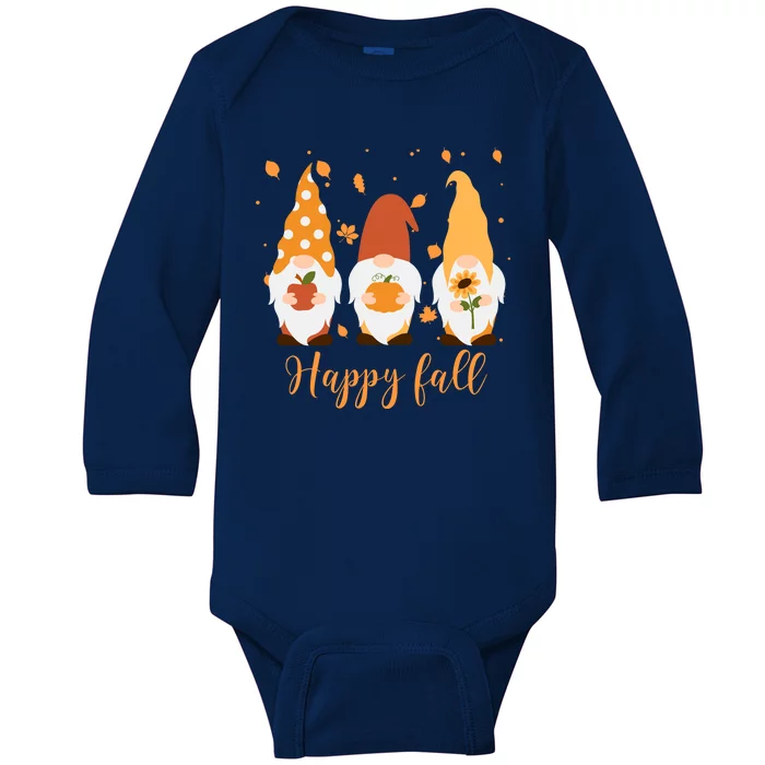 Happy Fall Gnome Festive Cute Baby Long Sleeve Bodysuit