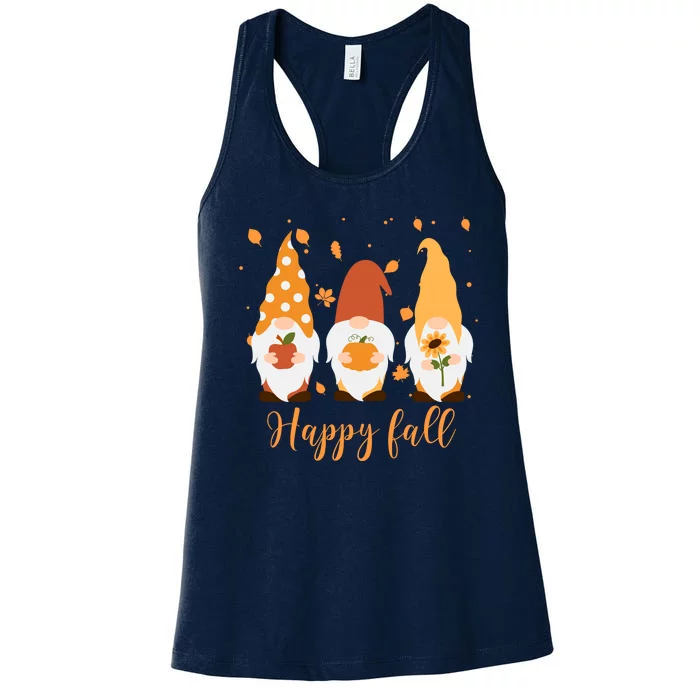 Happy Fall Gnome Festive Cute Women's Racerback Tank