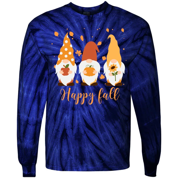 Happy Fall Gnome Festive Cute Tie-Dye Long Sleeve Shirt