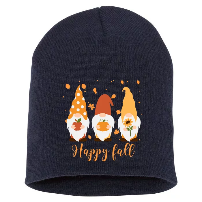 Happy Fall Gnome Festive Cute Short Acrylic Beanie