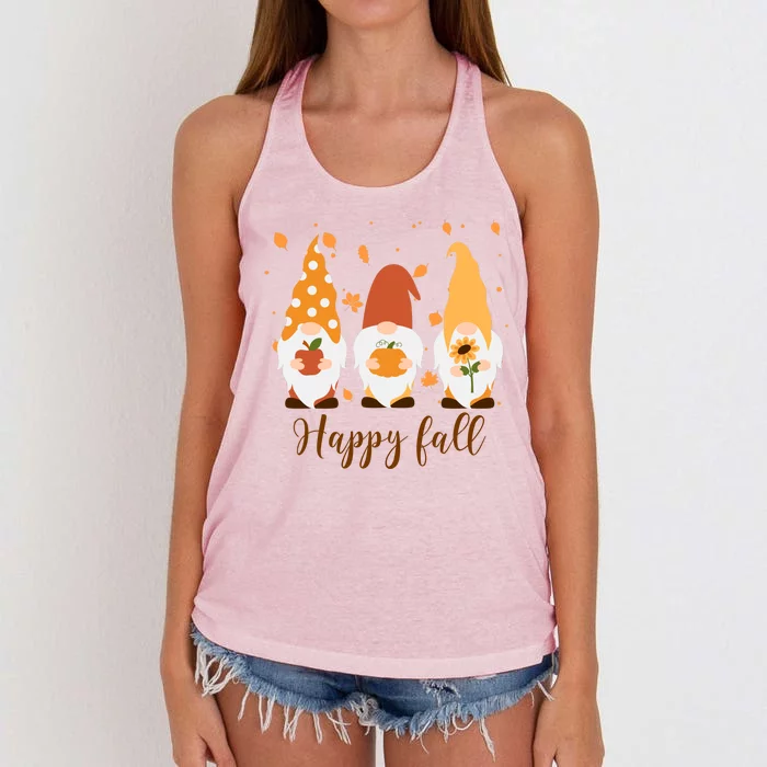 Happy Fall Gnome Festive Cute Women's Knotted Racerback Tank