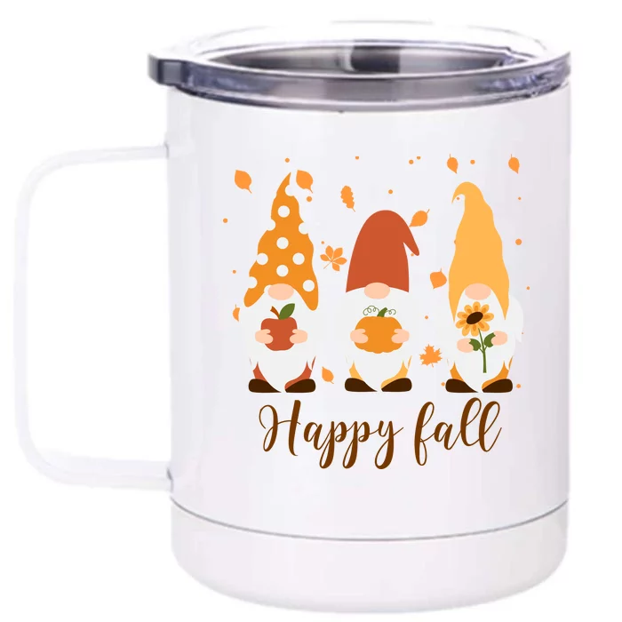 Happy Fall Gnome Festive Cute Front & Back 12oz Stainless Steel Tumbler Cup