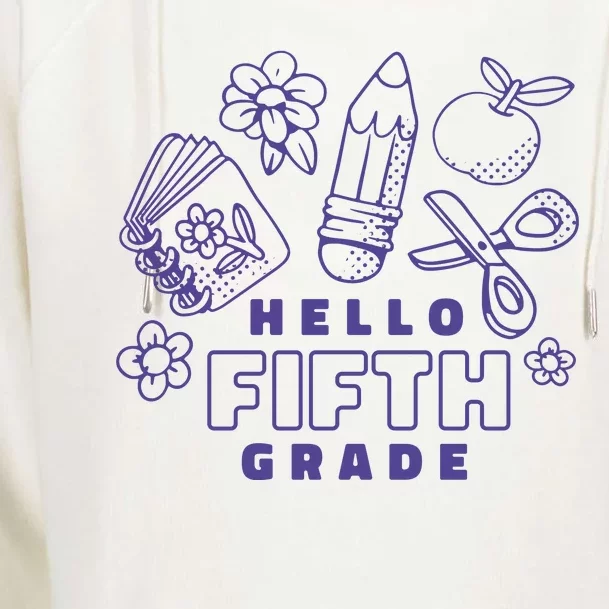 Hello Fifth Grade School Womens Funnel Neck Pullover Hood