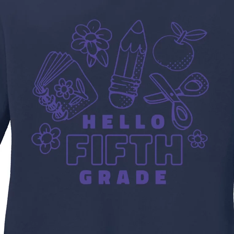 Hello Fifth Grade School Ladies Long Sleeve Shirt