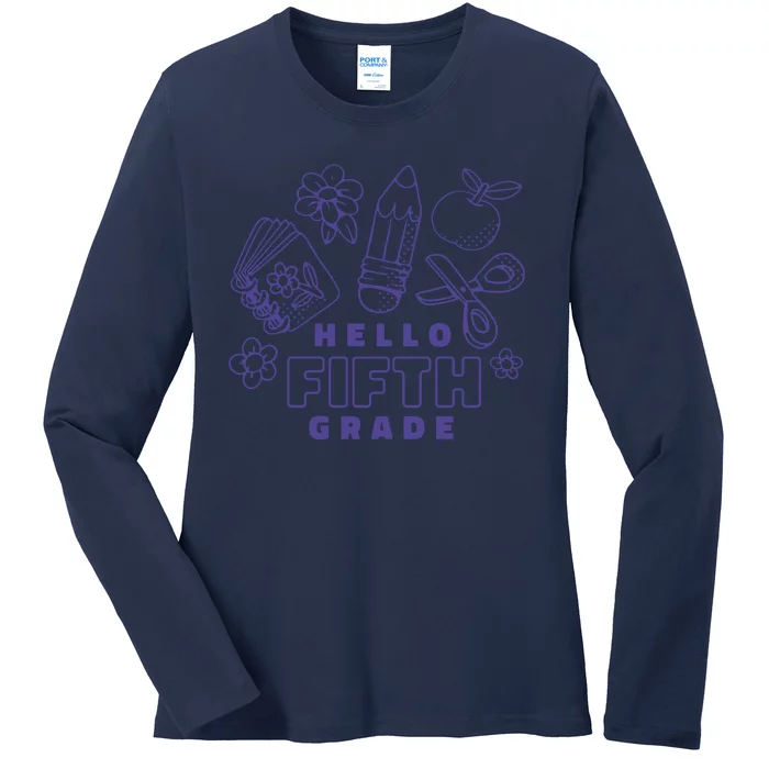 Hello Fifth Grade School Ladies Long Sleeve Shirt