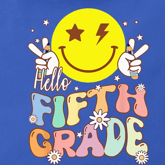 Hello Fifth Grade Hippie Smile Face 5th Grade Back To School Zip Tote Bag