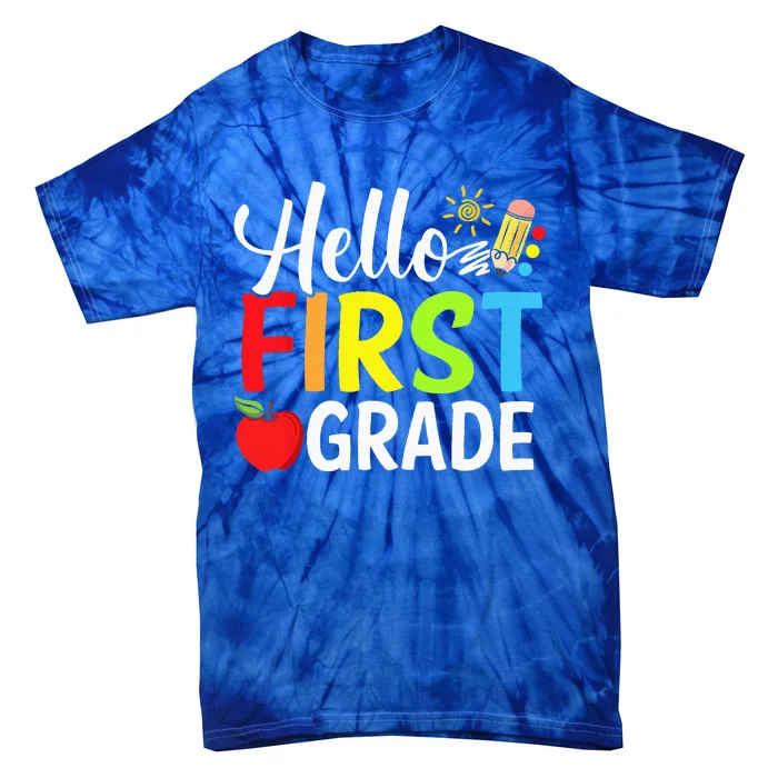 Hello First Grade Team 1st Grade Back To School Teacher Tie-Dye T-Shirt