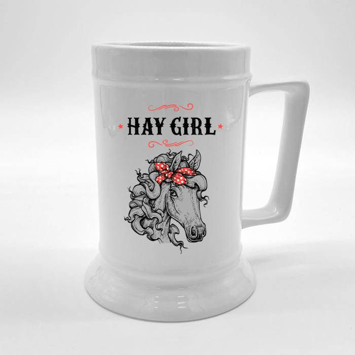 Horse Funny Gift For Girls And Women Horse With Bandana Hay Girl Cool Gift Front & Back Beer Stein