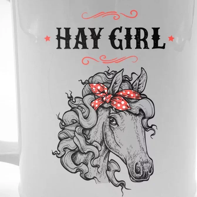 Horse Funny Gift For Girls And Women Horse With Bandana Hay Girl Cool Gift Front & Back Beer Stein