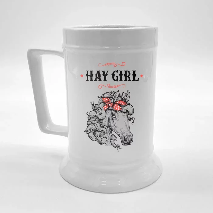 Horse Funny Gift For Girls And Women Horse With Bandana Hay Girl Cool Gift Front & Back Beer Stein