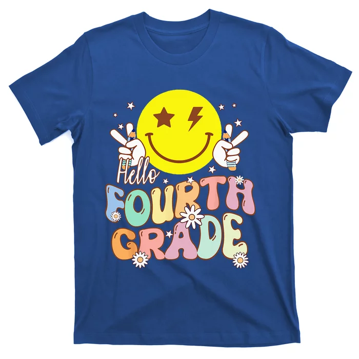 Hello Fourth Grade Funny Smile Face 4th Grade Back To School T-Shirt