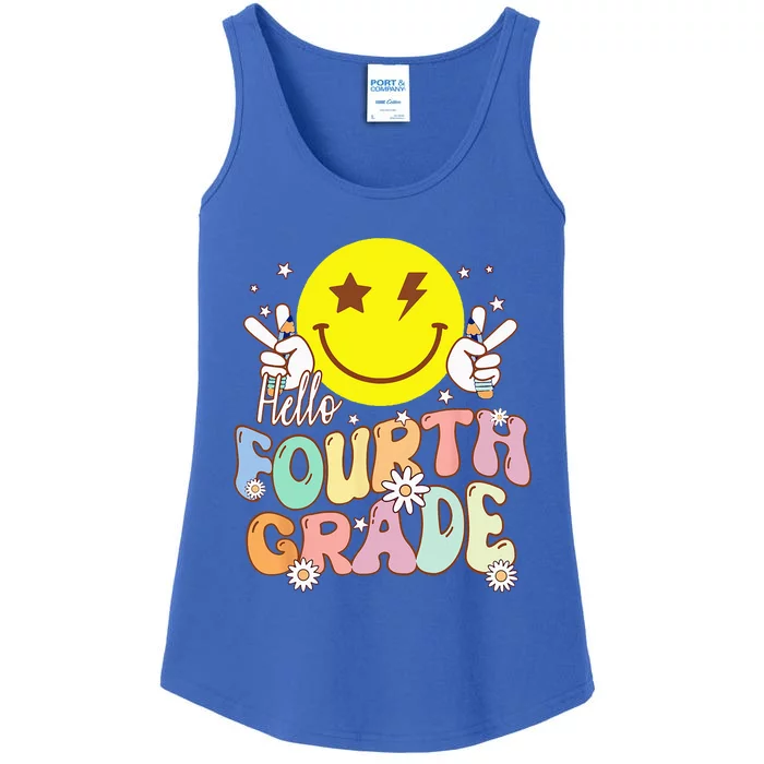 Hello Fourth Grade Funny Smile Face 4th Grade Back To School Ladies Essential Tank