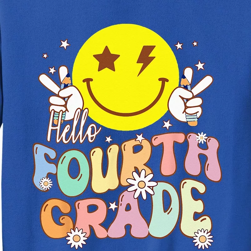 Hello Fourth Grade Funny Smile Face 4th Grade Back To School Tall Sweatshirt