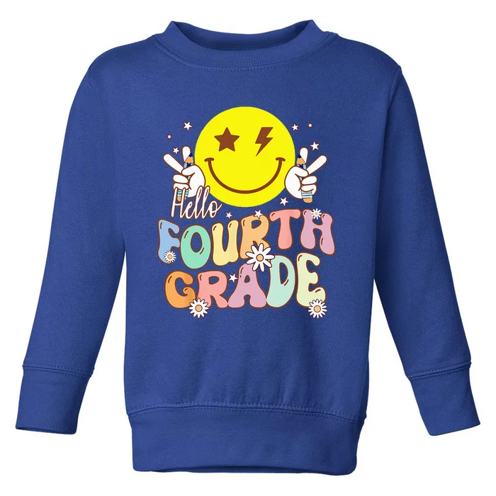 Hello Fourth Grade Funny Smile Face 4th Grade Back To School Toddler Sweatshirt