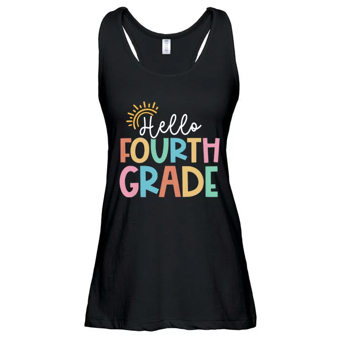 Hello Fourth Grade Team 4th Grade Back To School Teacher Ladies Essential Flowy Tank