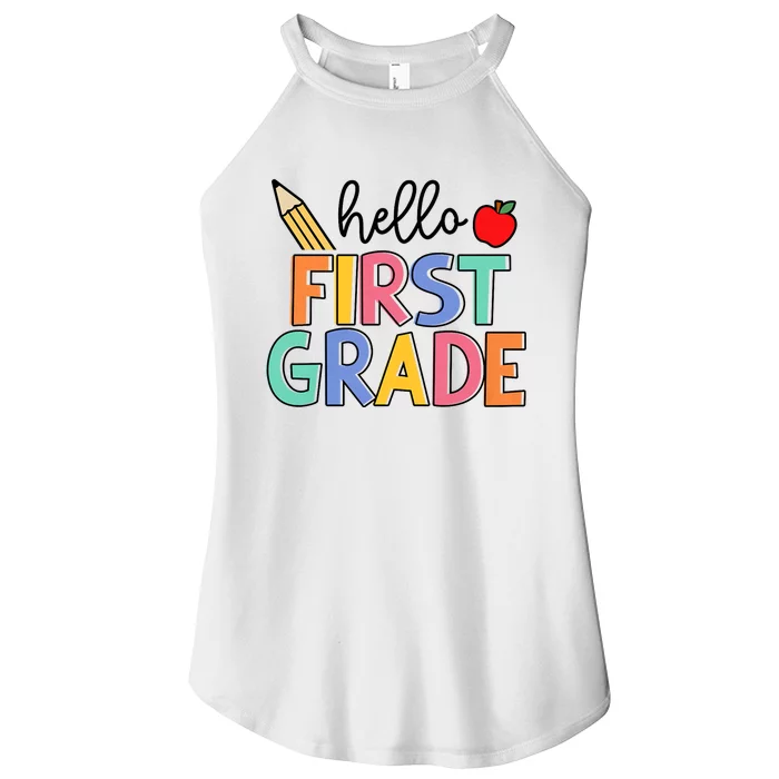 Hello First Grade Team 1st Grade Back To School Teacher Women’s Perfect Tri Rocker Tank