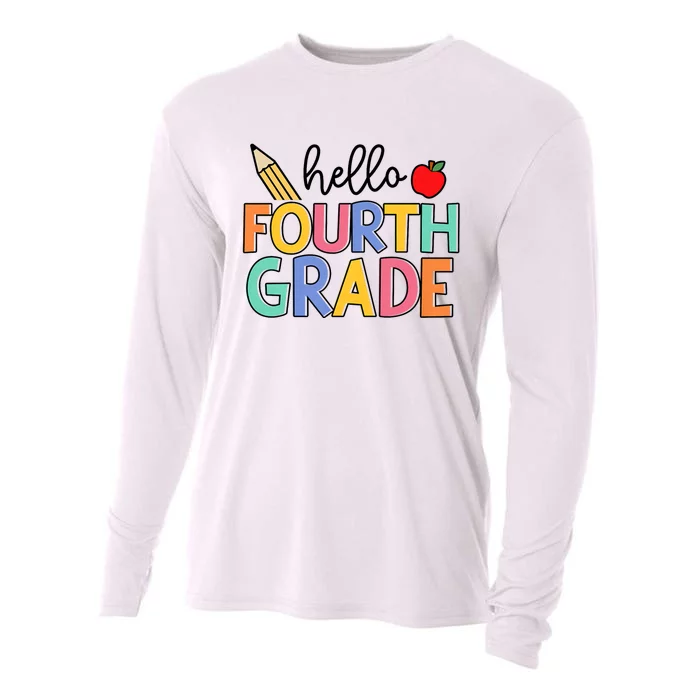 Hello Fourth Grade Team 4th Grade Back To School Teacher Cooling Performance Long Sleeve Crew