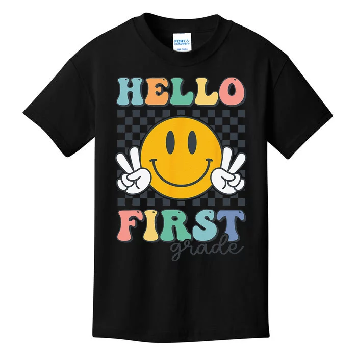 Hello First Grade Retro Smile Team 1st Grade Back To School Kids T-Shirt