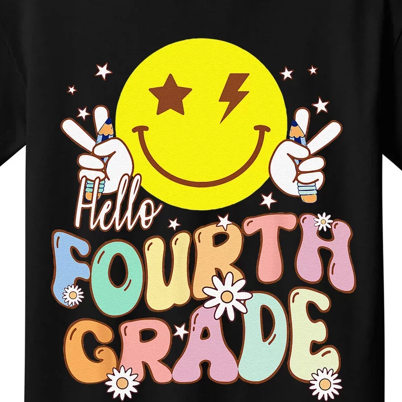 Hello Fourth Grade Funny Smile Face 4th Grade Back To School Kids T-Shirt