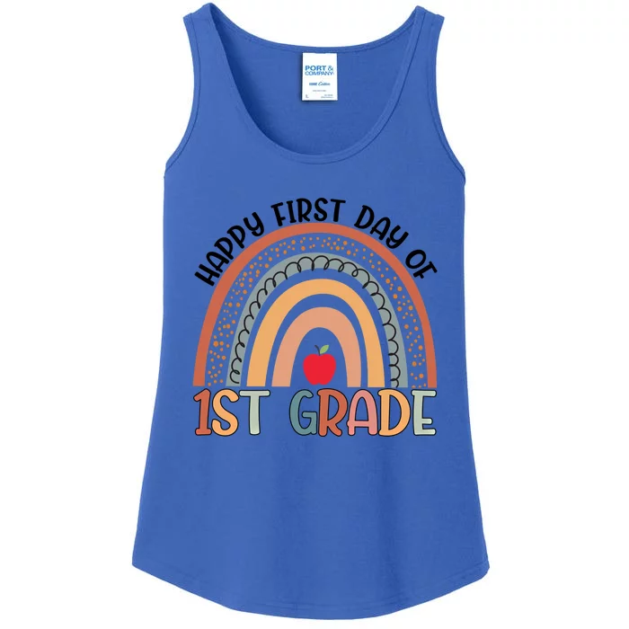 Hello First Grade Rainbow First Day Of 1St Grade Teacher Gift Ladies Essential Tank