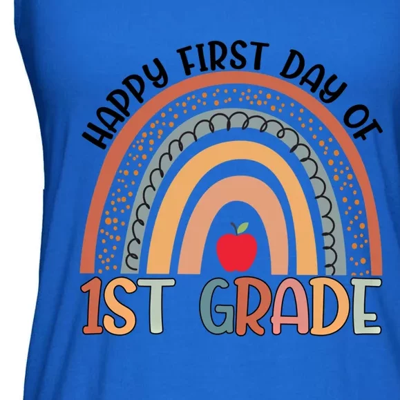 Hello First Grade Rainbow First Day Of 1St Grade Teacher Gift Ladies Essential Flowy Tank