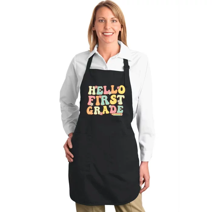 Hello First Grade Team 1st Grade Teacher Girl Back To School. Full-Length Apron With Pocket