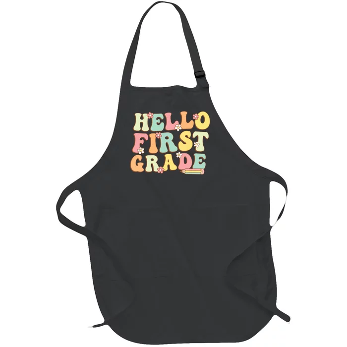 Hello First Grade Team 1st Grade Teacher Girl Back To School. Full-Length Apron With Pocket