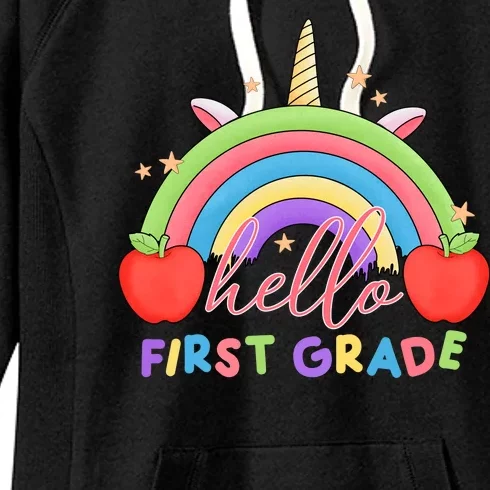 Hello First Grade Rainbow Back To School Women's Fleece Hoodie