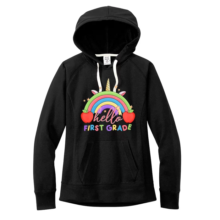 Hello First Grade Rainbow Back To School Women's Fleece Hoodie