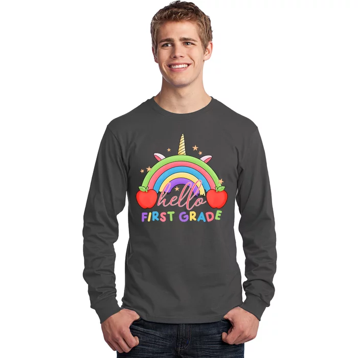 Hello First Grade Rainbow Back To School Long Sleeve Shirt