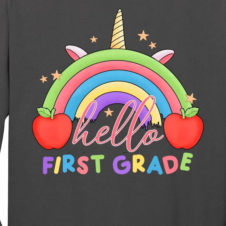 Hello First Grade Rainbow Back To School Long Sleeve Shirt