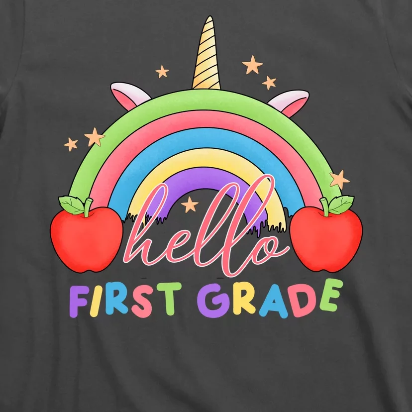 Hello First Grade Rainbow Back To School T-Shirt