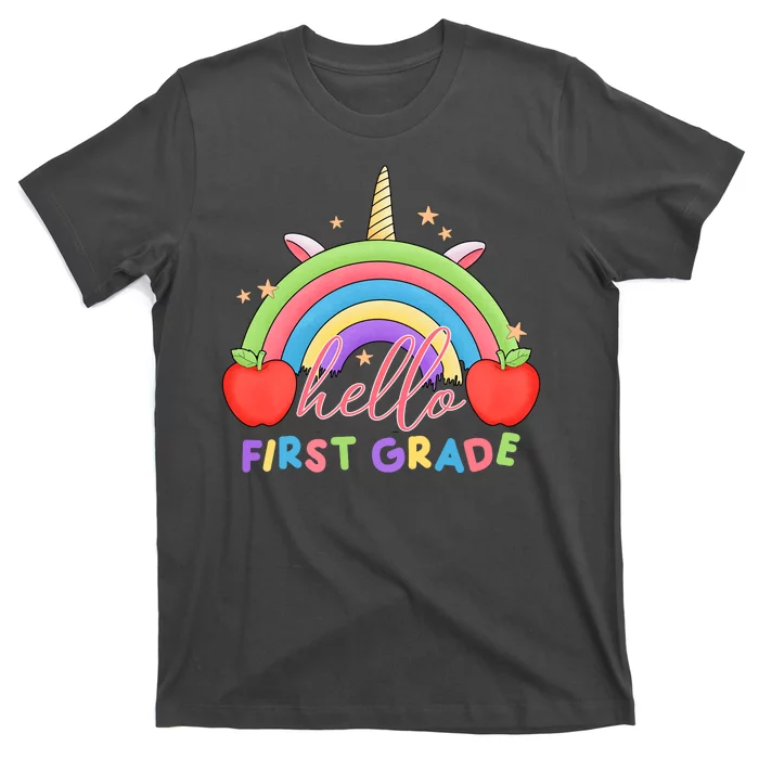 Hello First Grade Rainbow Back To School T-Shirt