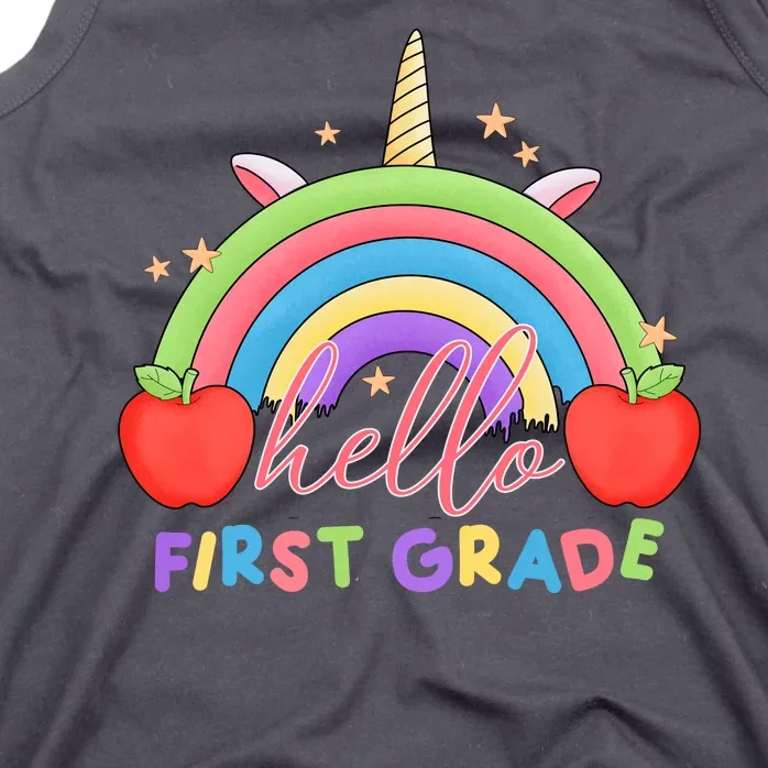 Hello First Grade Rainbow Back To School Tank Top