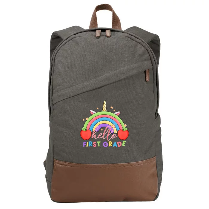 Hello First Grade Rainbow Back To School Cotton Canvas Backpack