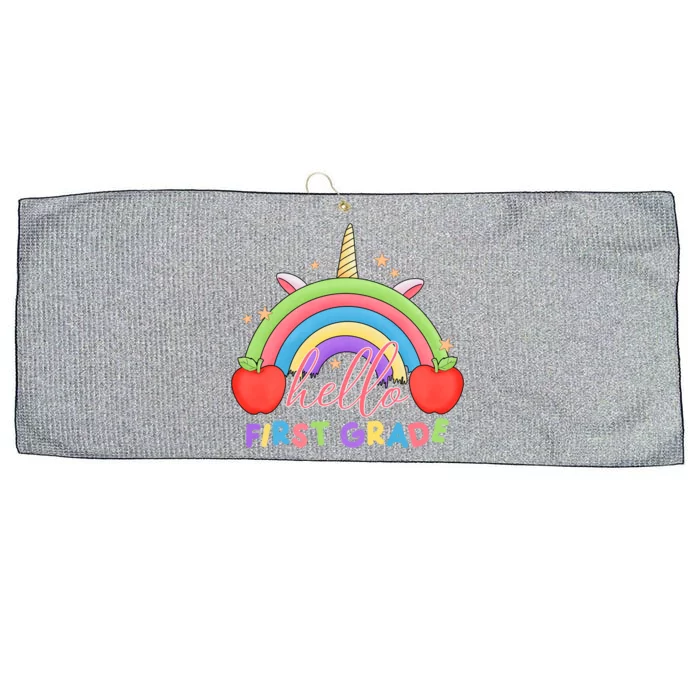 Hello First Grade Rainbow Back To School Large Microfiber Waffle Golf Towel