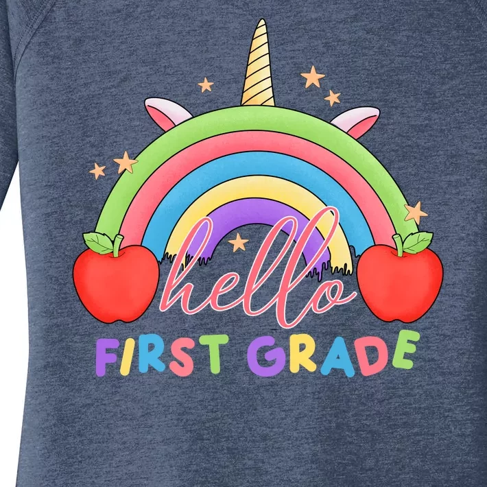 Hello First Grade Rainbow Back To School Women's Perfect Tri Tunic Long Sleeve Shirt